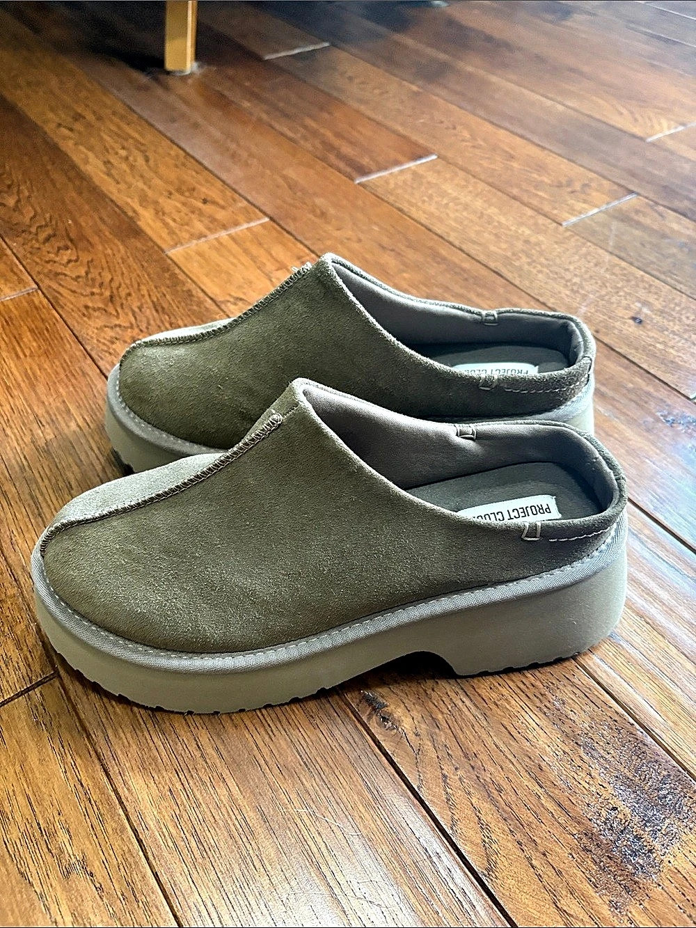 Project Cloud Johnna Suede Clogs in mushroom color
